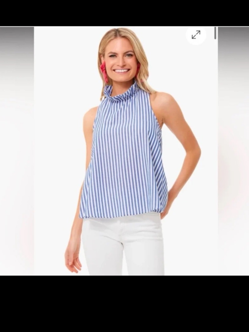 Tuckernuck Pomander Place Blue and White Striped Mason Blouse Size Large